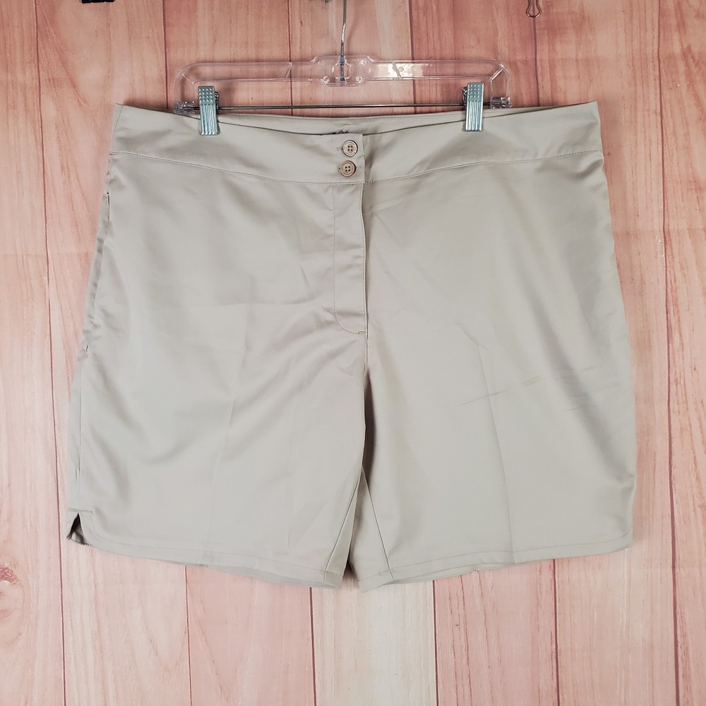 Lady‎ Pinseeker Golf Shorts Womens 16 Beige Flat Front Resortwear Performance